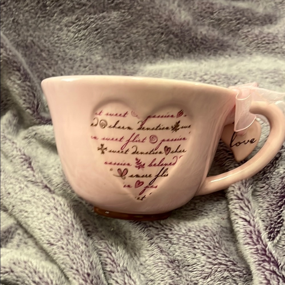 2006, Collectible, Starbucks, Pink Heart Mug with Script Design